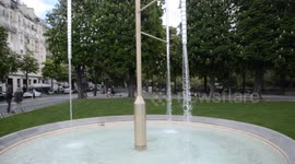 The new fountains of the Champs-Elysees. Paris, France. 26 april 2019