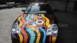 Porsche 911 painted by Speedy Graphito at Artcurial. Champs-Élysées,Paris, France.  26 april 2019