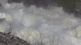Massive flooding in Bracebridge Canada worsens as heavy rain returns to flooded areas now under state of emergency as rivers rise to near 100 year flood levels