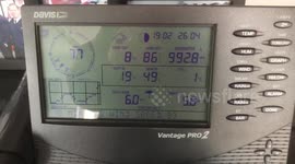 Weather station records wind speeds of over 114 kph during atlantic storm