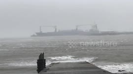 Storm hits land near Fenit pier in fenit couny Kerry Ireland