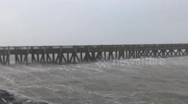 Fenit pier gets hammered with big swells in an atlantic Storm