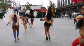 Carnival dancers in the wind
