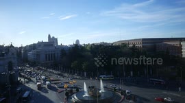 Cibeles Square seen from the Cibeles Palace in Madrid