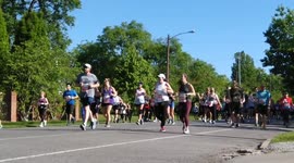 low angle shot of marathon runners