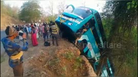 Nine injured when bus plunges off road in India