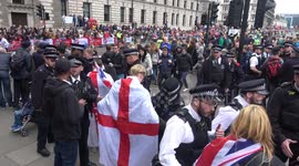 Police stop and search pro-Brexit protesters at London Marathon