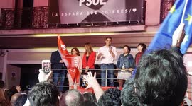 Spanish Socialist Pedro Sanchez thanks supporters in victory speech