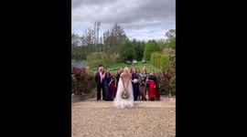 Bride misjudges where to throw her bouquet!