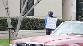 1st amendment Man with measles  Protesting for help at Venice family clinic