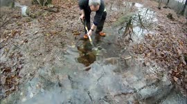 Strangely satisfying video shows man clearing blocked culvert in Sussex wood