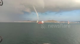 Ship workers stunned by huge water tornado off a Thai island