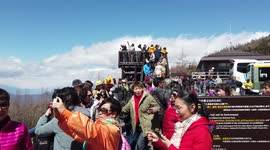 Holidaymakers enjoy stunning views of Mount Fuji in Japan