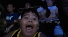 Hilarious Footage Show's Boys First Time On Pirate Ship Fairground Ride