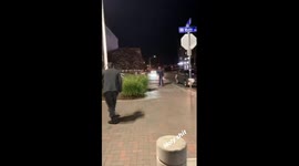 Girlfriend attacks drunk boyfriend trying to skate