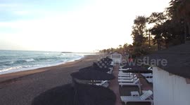 drone footage of the perfect beach in marbella - holiday vacation drone footage