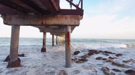 under pier drone shot amazing cinematic footage