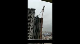 Moment crane is toppled by strong winds from Cyclone Fani