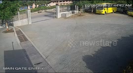 Terrifying moment lion is caught on camera strolling past school in India