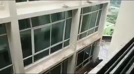 Footage of window glass of Kiit hostel  breaking  because of fani