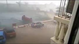 Thunderstorm topples a car in Odisha