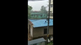Scary moment Cyclone Fani blows off tin roof of home, forcing residents to run in eastern India