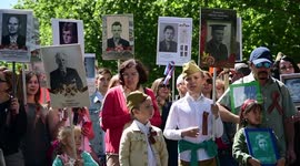 Kids in the celebration of Soviet Union in Madrid, Spain