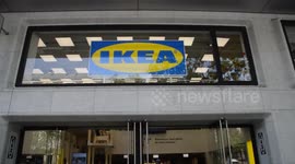 Anti Ikea messages the day of the inauguration of Ikea Paris Madeleine. 6 may 2019. France