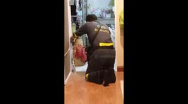 Hissing Cobra Tries To Attack Fireman