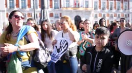 Gypsy people protest in Madrid against racism.
