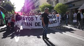 Gypsy people protesting against racism in Madrid