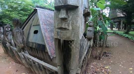 Jarai tomb house. The strange and unique mass grave is made of wood