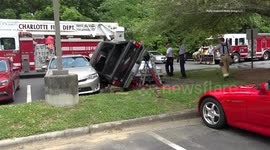 Truck Crash Lands at 45 Degree Angle