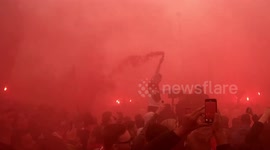 Liverpool fans welcome team bus with pyrotechnics ahead of Barca clash