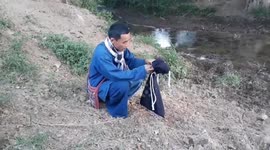 Captured Snake Released Into River