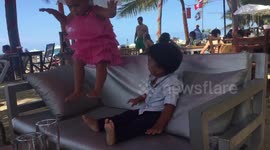 Making a new friend at the beach