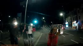 This shocking dashcam video shows the moment a stolen taxi takes off on a hair-raising joyride - with a paying PASSENGER still in the back seat screaming for the thief to stop