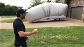 Texas man throws baseball at car 'tent' to prove it's hail-proof