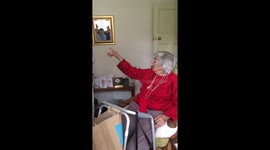 Stunned birthday girl, aged 90 receives surprise visit from niece and great niece who have come all the way from Australia to London to wish her happy birthday.