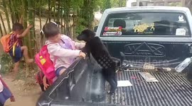 Cute overload: children play with fluffy puppy