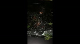 Car badly damaged by hail in Houston, Texas