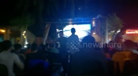 Audience in Street Cafe Watch Mo Salah In Liverpool Vs Barcelona Champions League