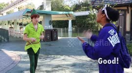 Magical moment Peter Pan signs to hearing-impaired teen at US Disneyland