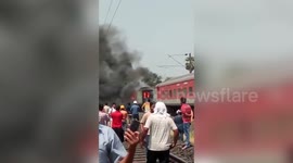 Watch Rajdhani express catch fire in eastern India