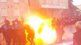 Part-2. Petrol bombs hurled at home of Albanian Prime Minister by opposition party protesters