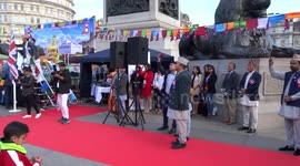Anthem of Nepal, God Save the Queen and lighting the candles at Buddha Jayanti on 12 May 2019 at Trafalgar Square - London