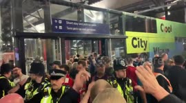 Evertonians taunt Reds at Liverpool Lime Street station with 'You nearly won the league' chant