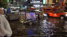 Floods at Chiang Mai Night Bazaar in Thailand