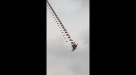 The giant dragon kite is 80 meters long flying in the sky