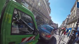 Racist insult.(GoPro dashcam) Road rage and car chase in Paris : cleaning agent vs chauffeur driven car (possibly UBER)